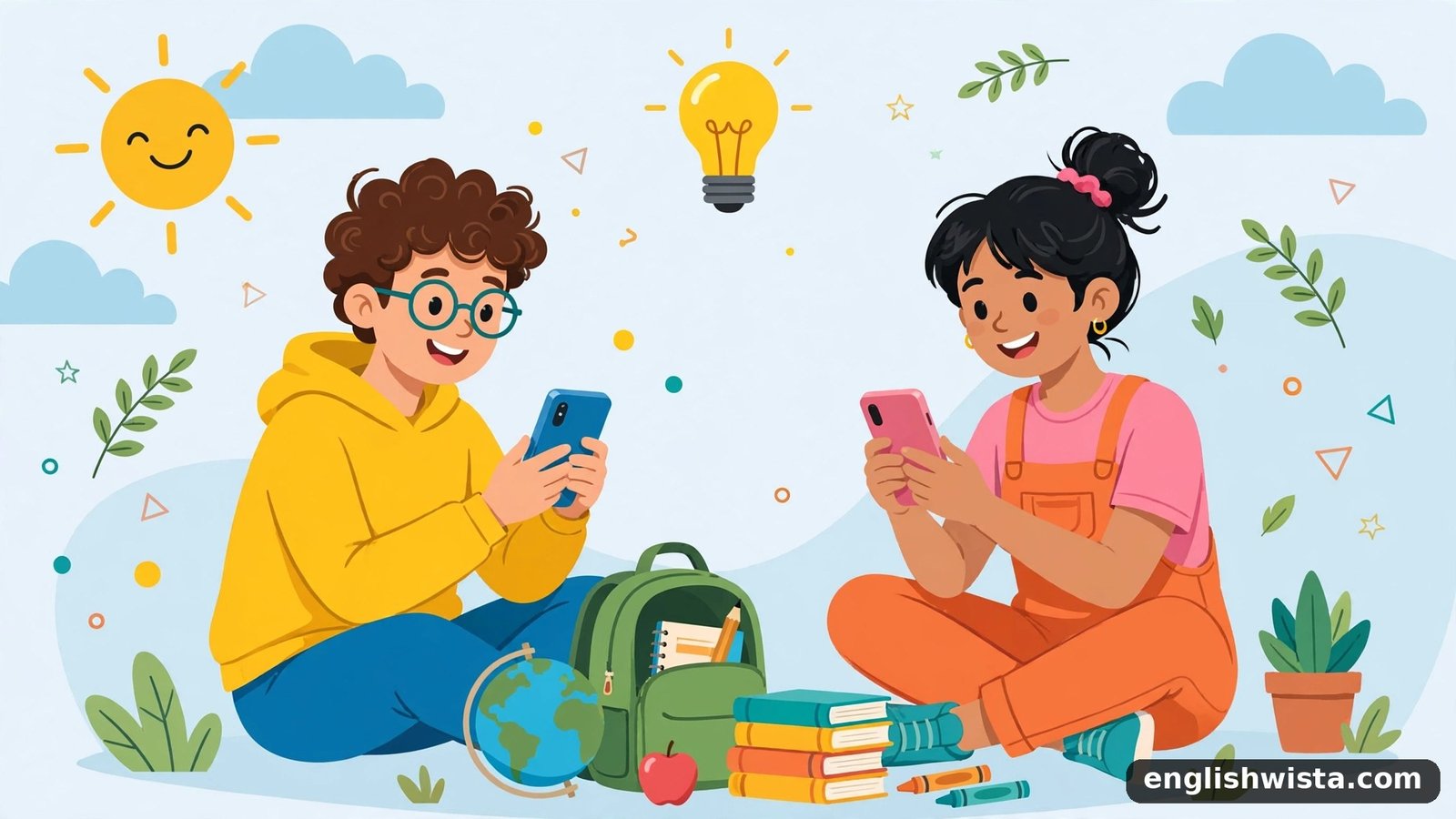 Friends texting illustration