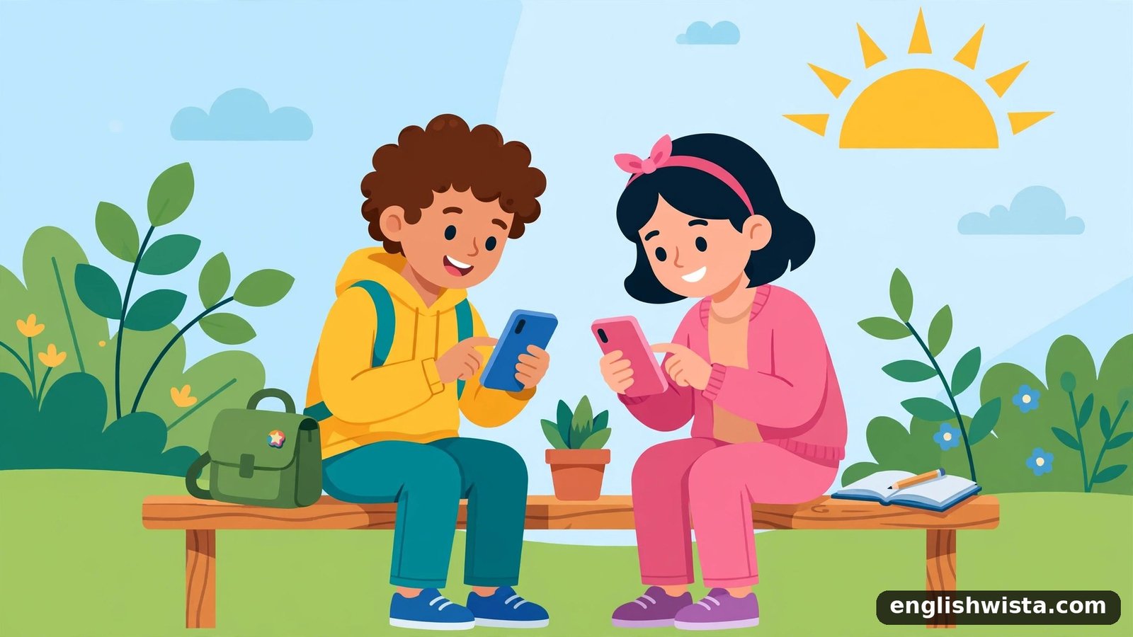 Friends texting illustration
