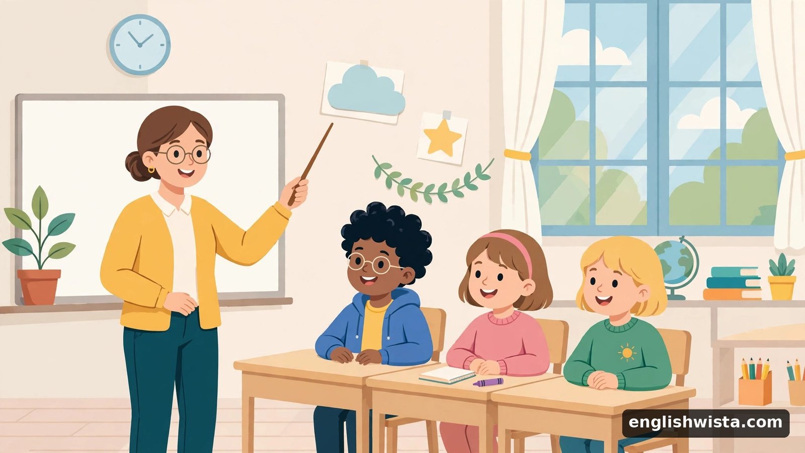 Teacher giving a lesson in a classroom