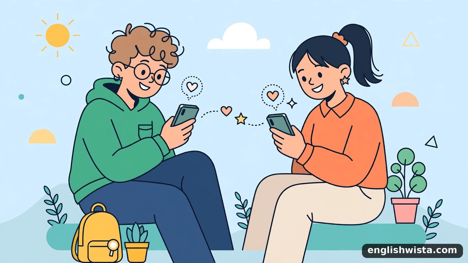 Friends texting illustration