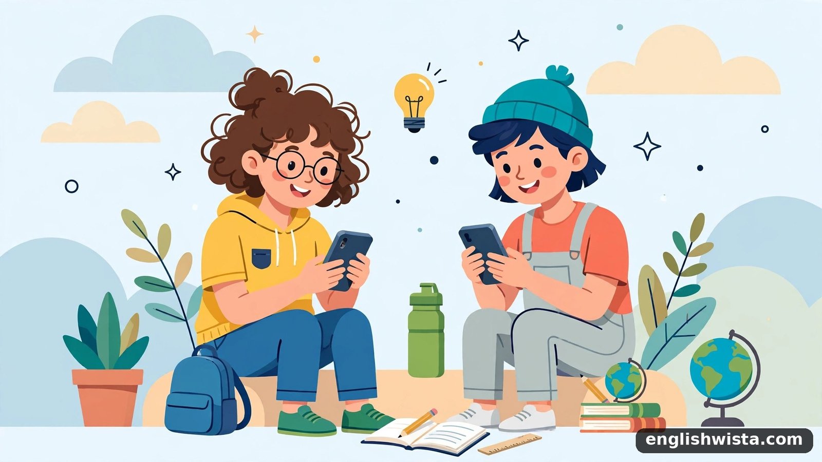 Friends texting illustration