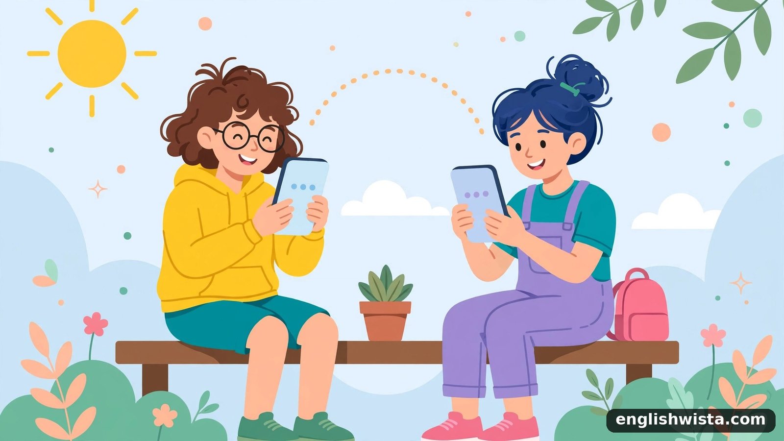 Friends texting illustration