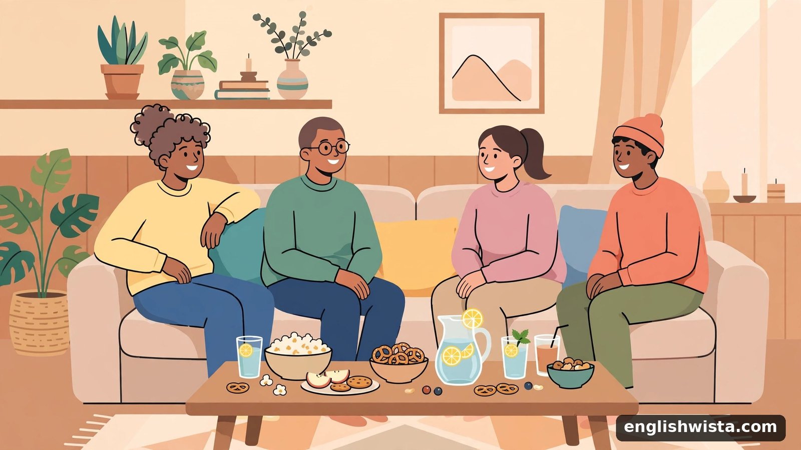 Friends at a small calm get-together