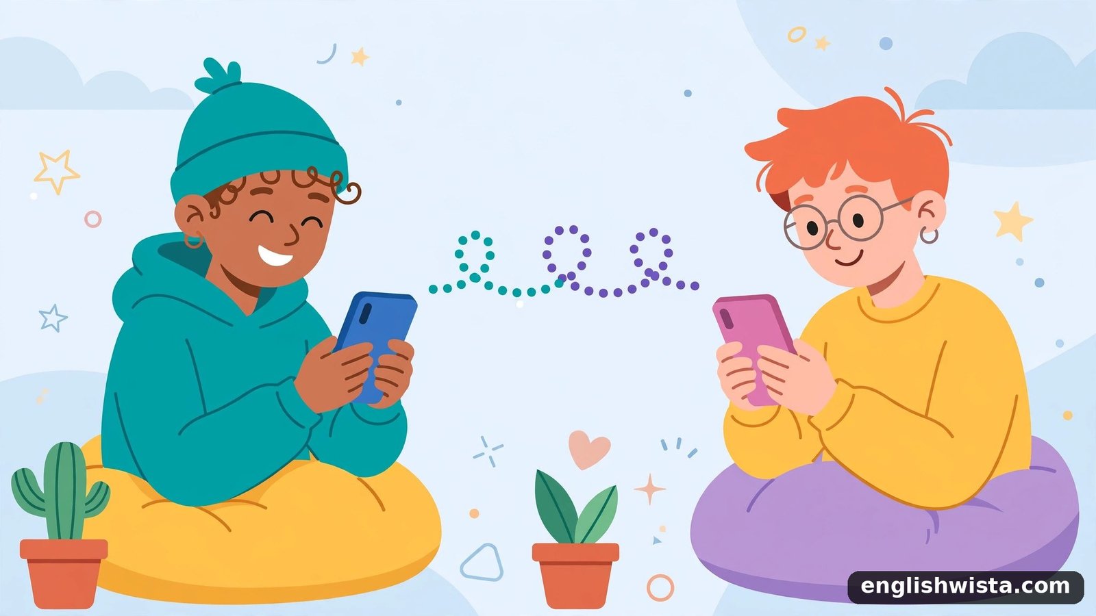 Friends texting illustration
