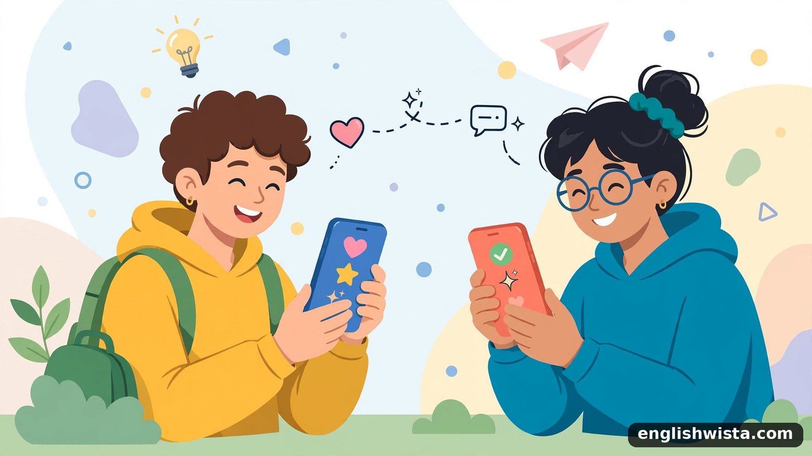 Friends texting illustration