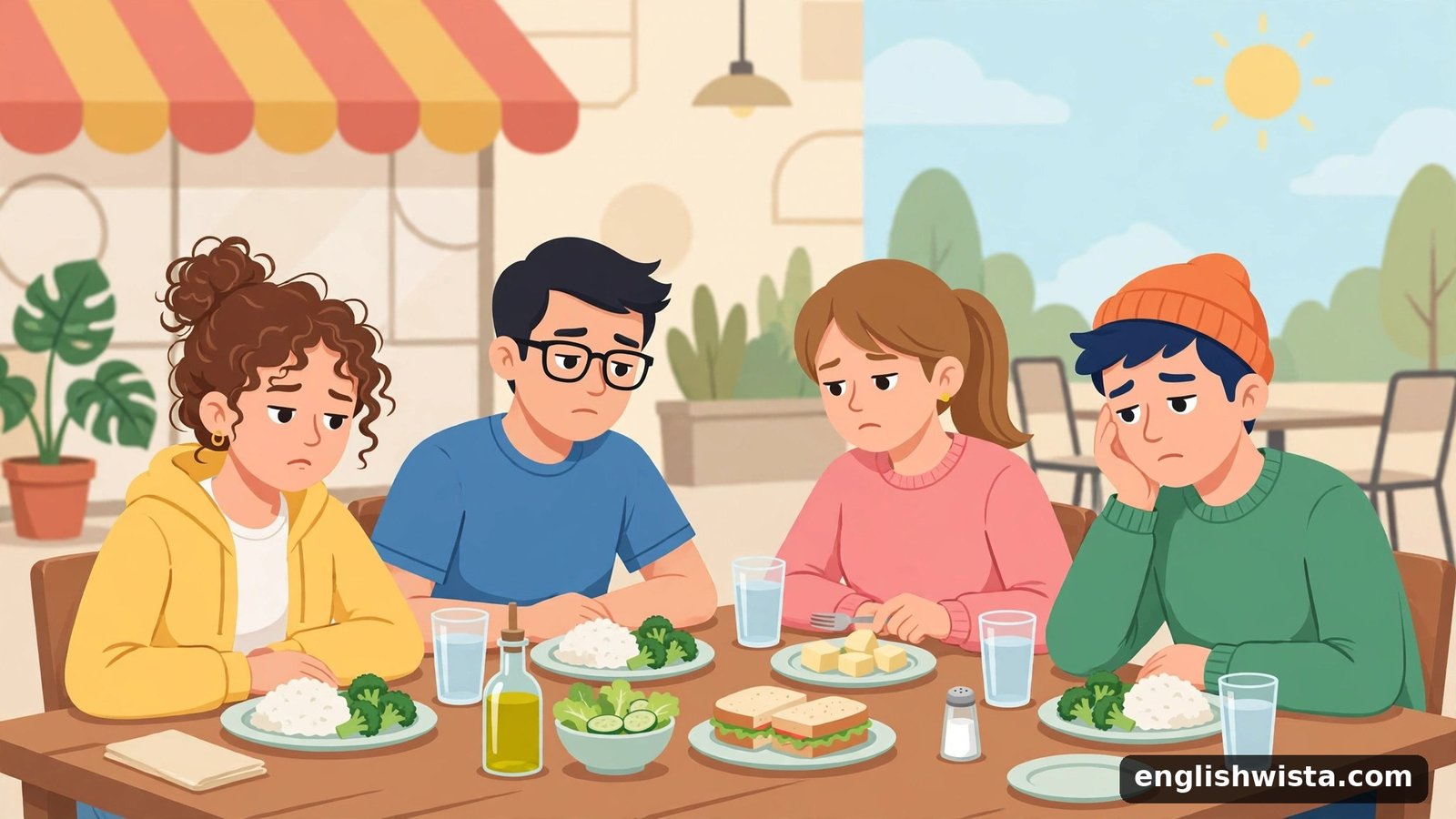 Friends tasting average food