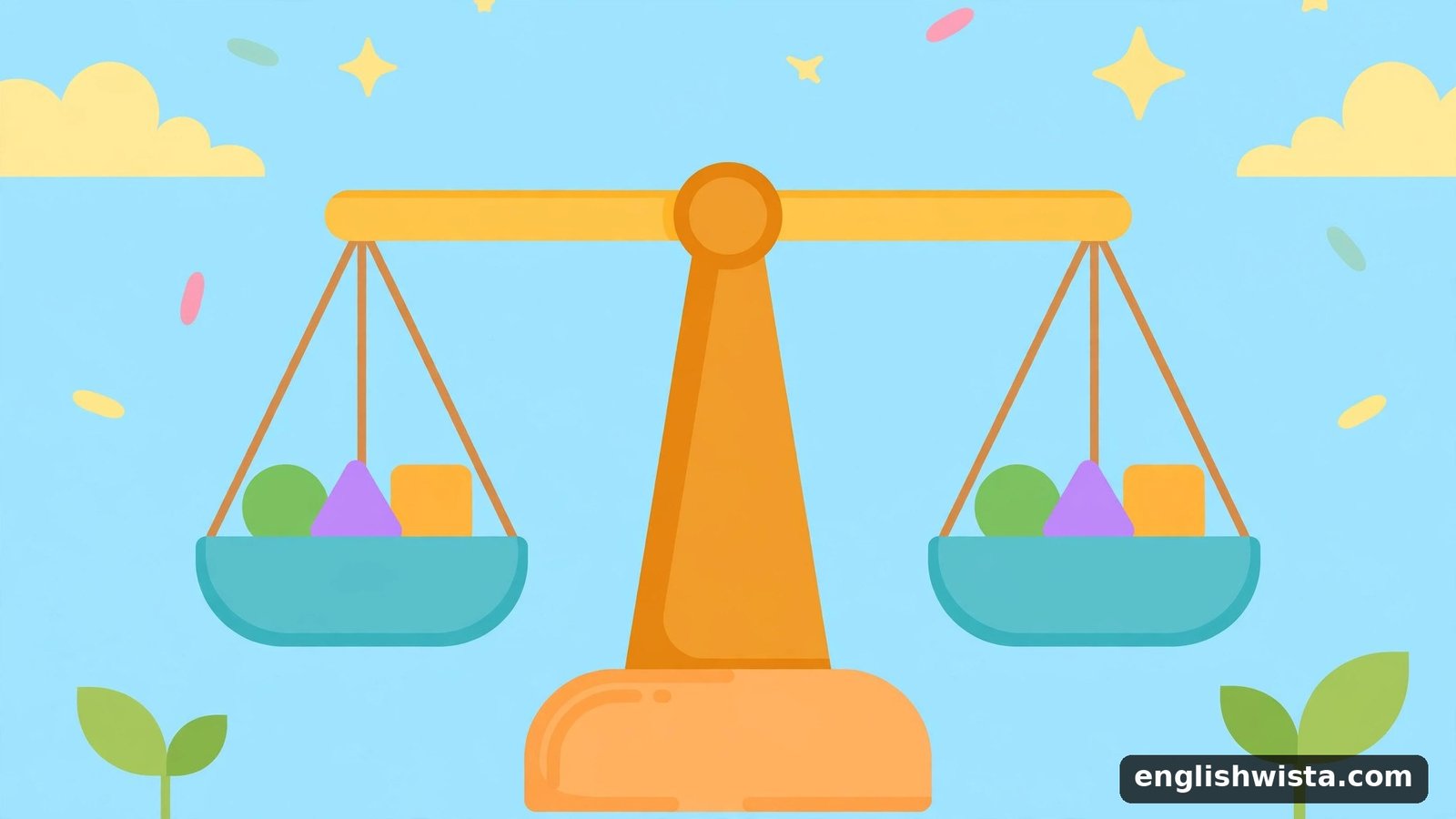 Balance scale in the middle for mid