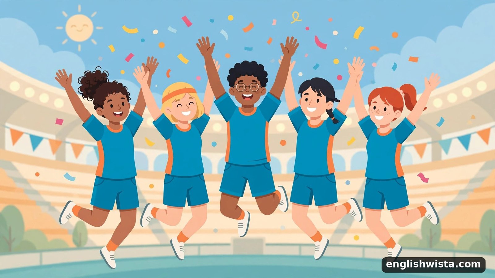 Cheering sports team for morale
