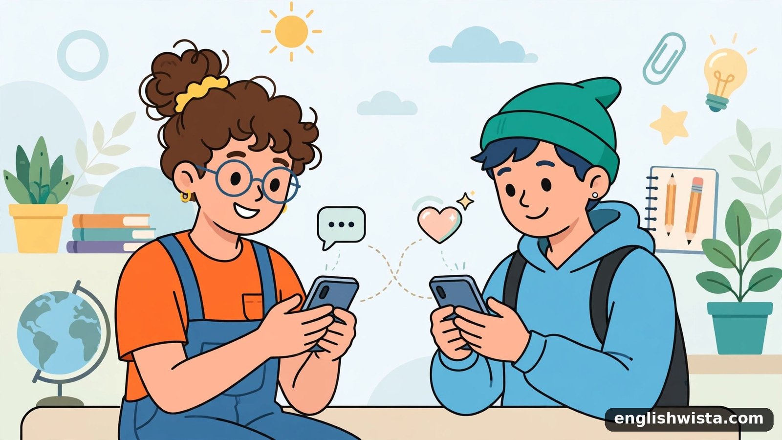 Friends texting illustration