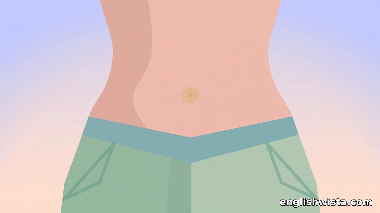 Flat vector close-up of a belly button navel on a stomach