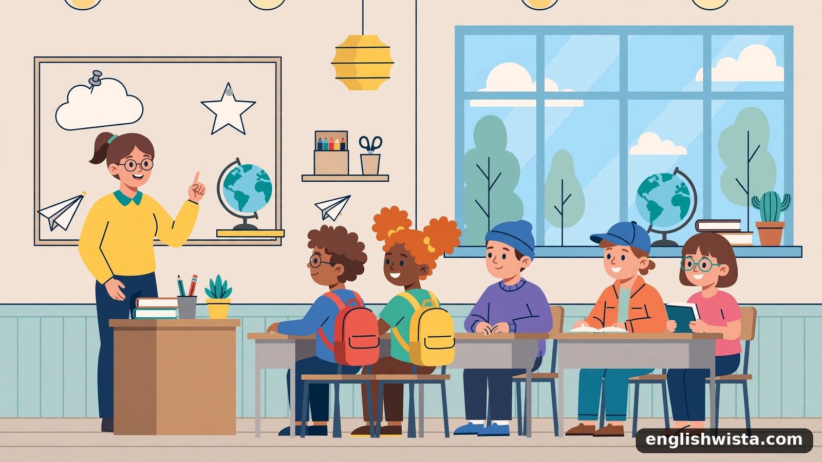 English classroom illustration