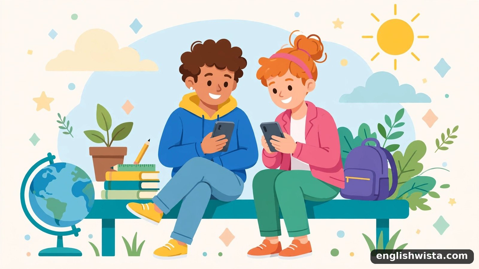 Friends texting illustration