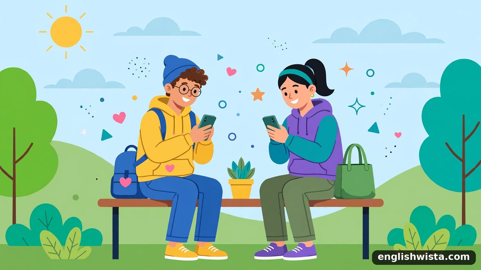 Friends texting illustration