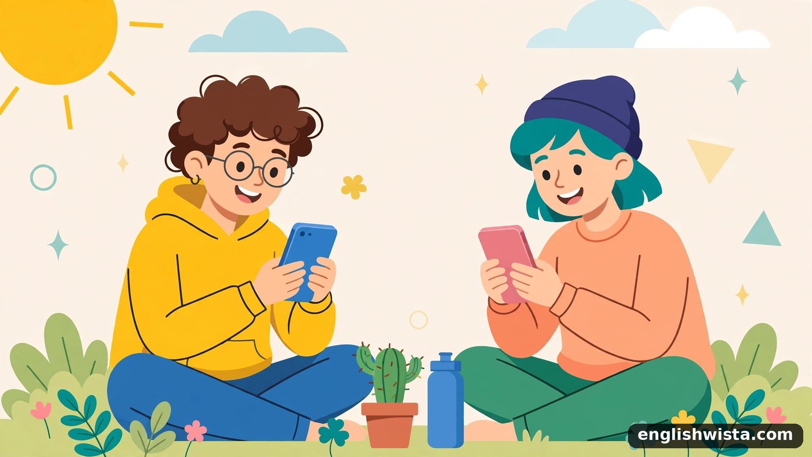 Friends texting illustration