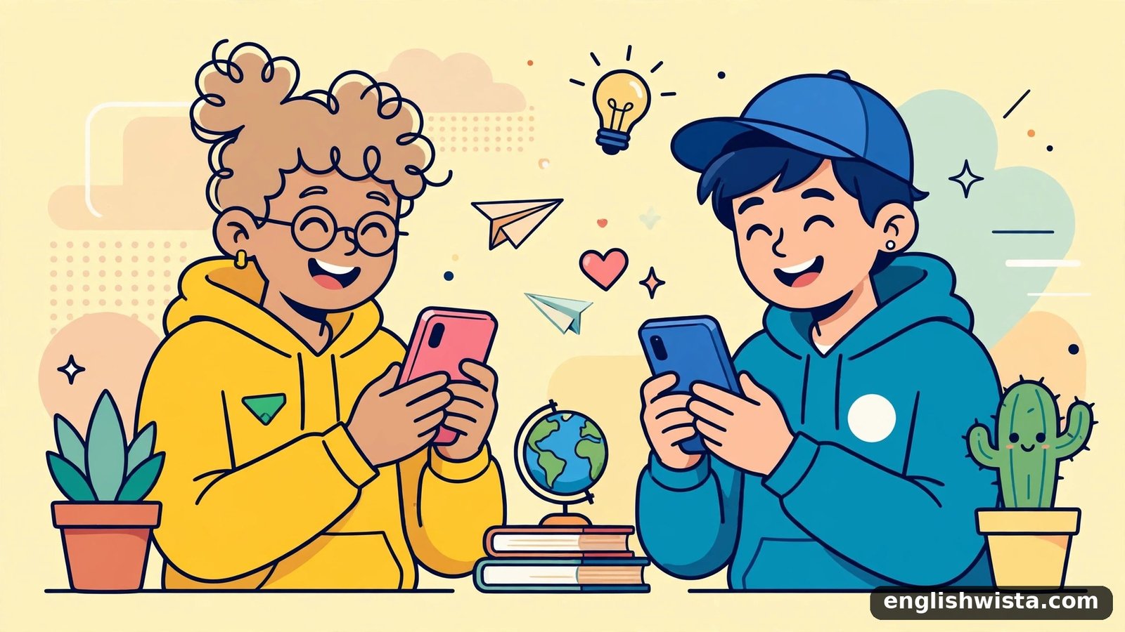 Friends texting illustration