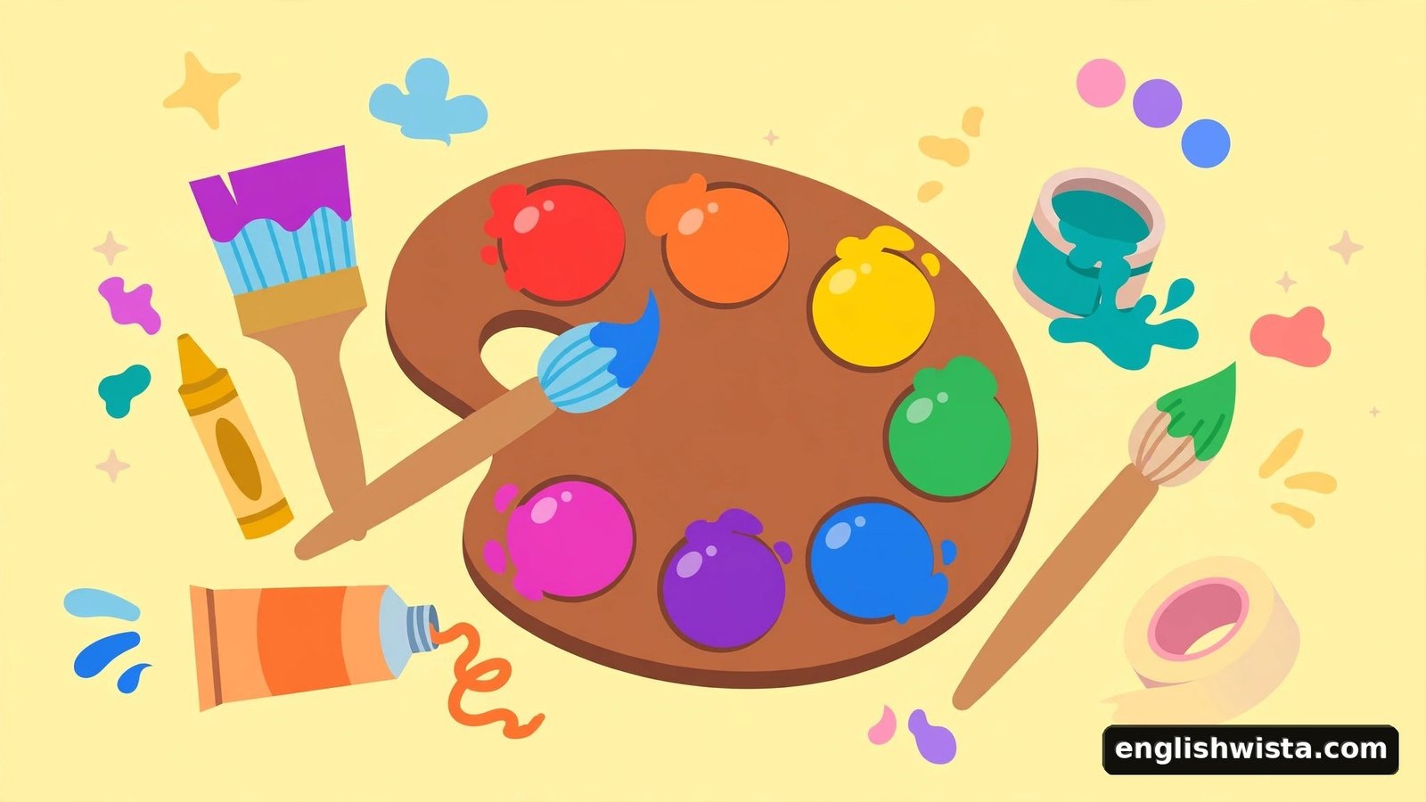 Artist paint palette with colors