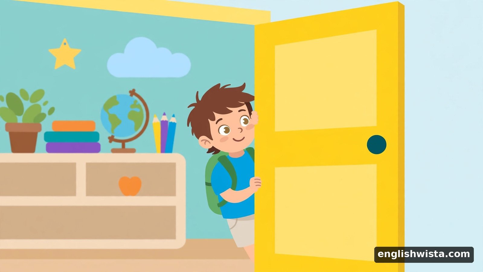 Child peeking through a door