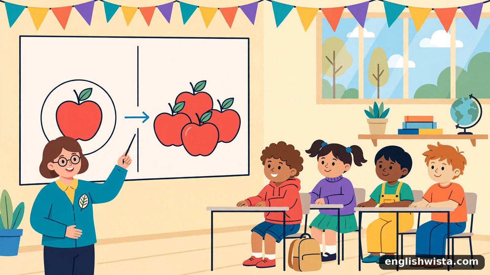 Classroom learning the plural of Apple