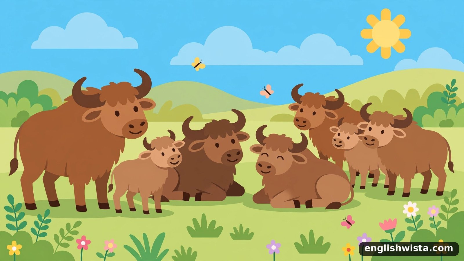 Illustration of many Buffalos