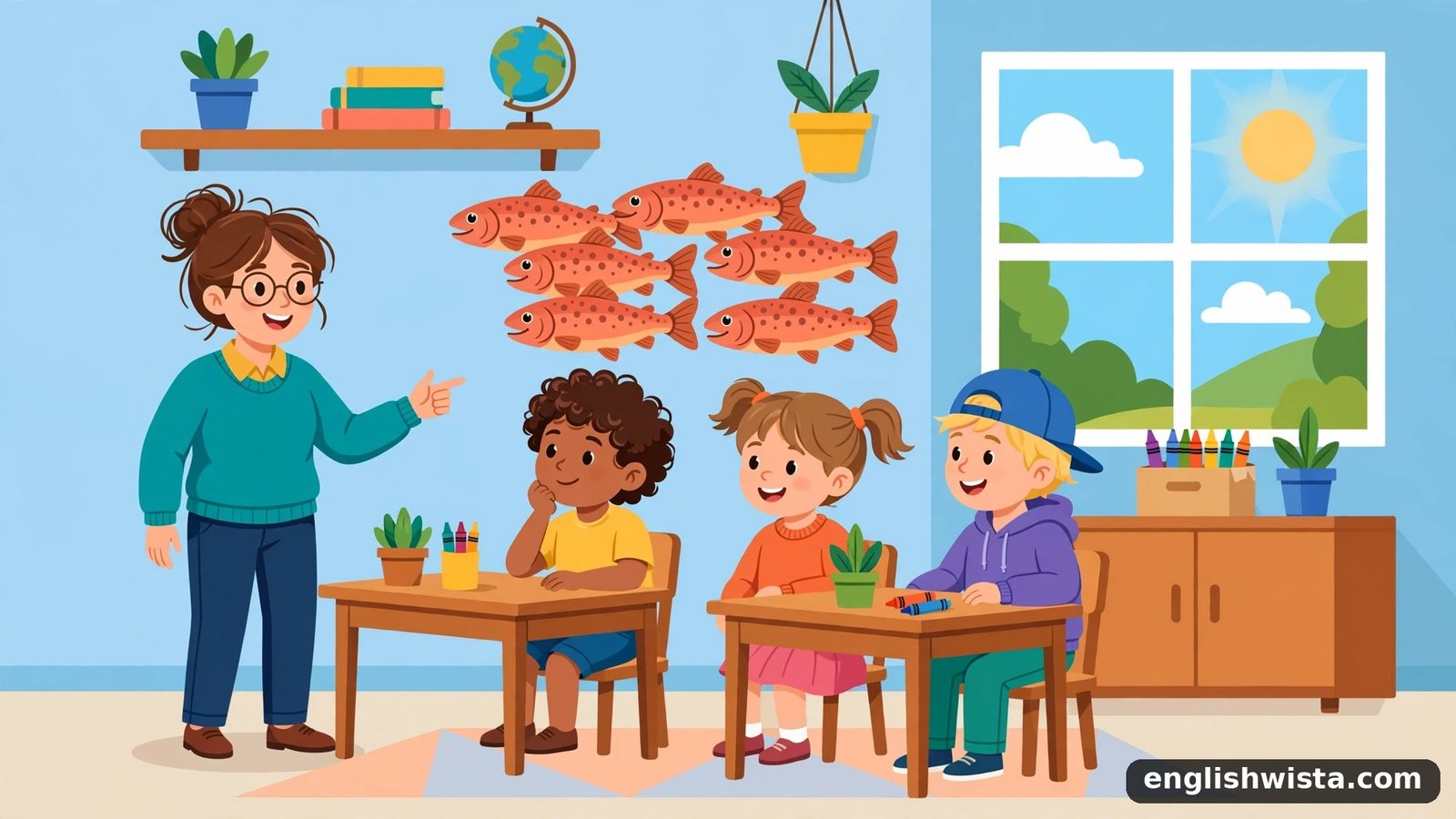 Classroom learning the plural of Trout