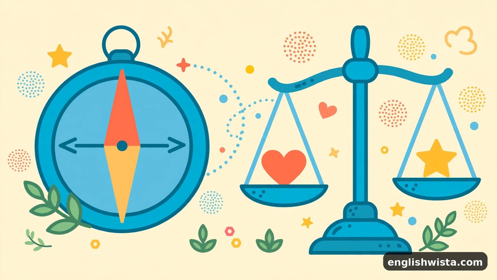 Compass and scales symbolizing moral principles