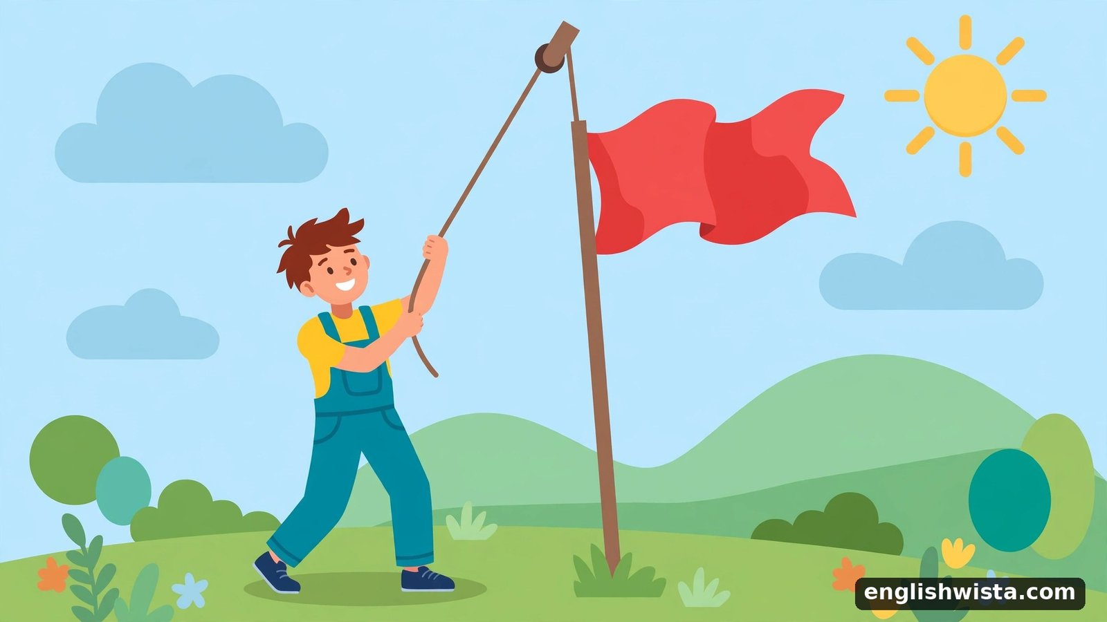 Person raising a flag for raise