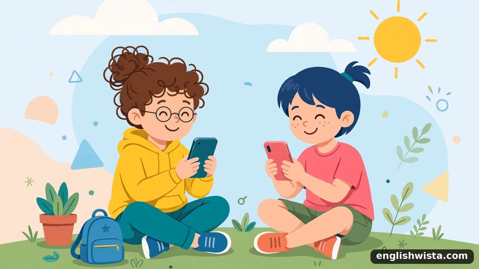 Friends texting illustration