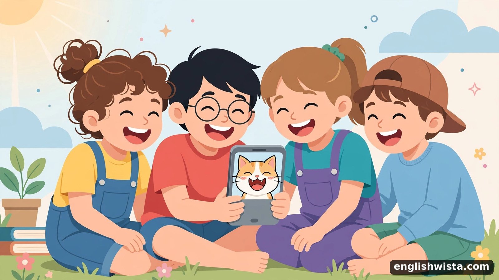 Kids laughing at a meme video