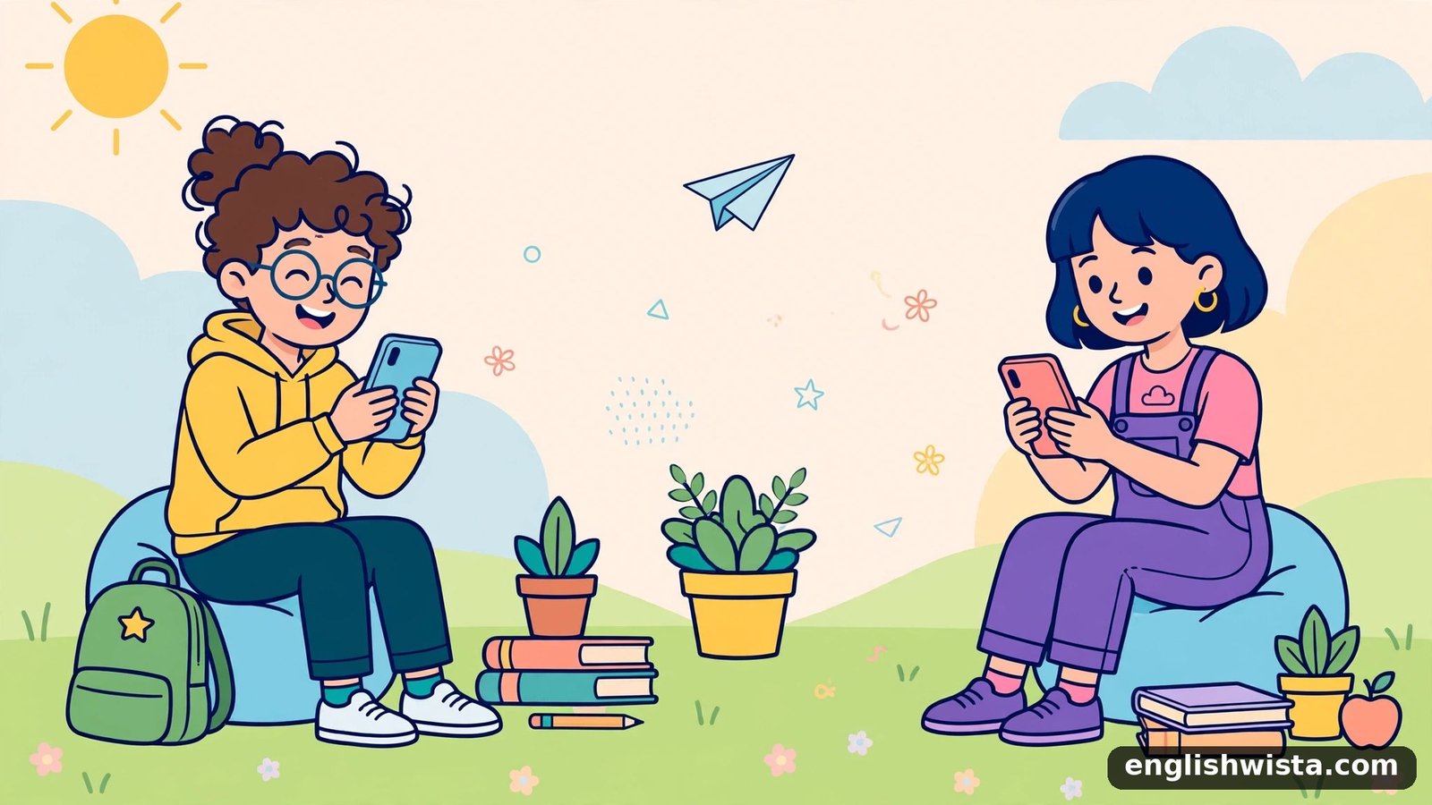 Friends texting illustration