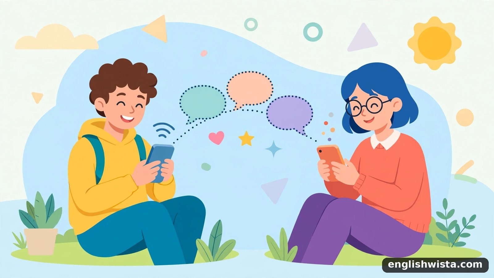 Friends texting illustration