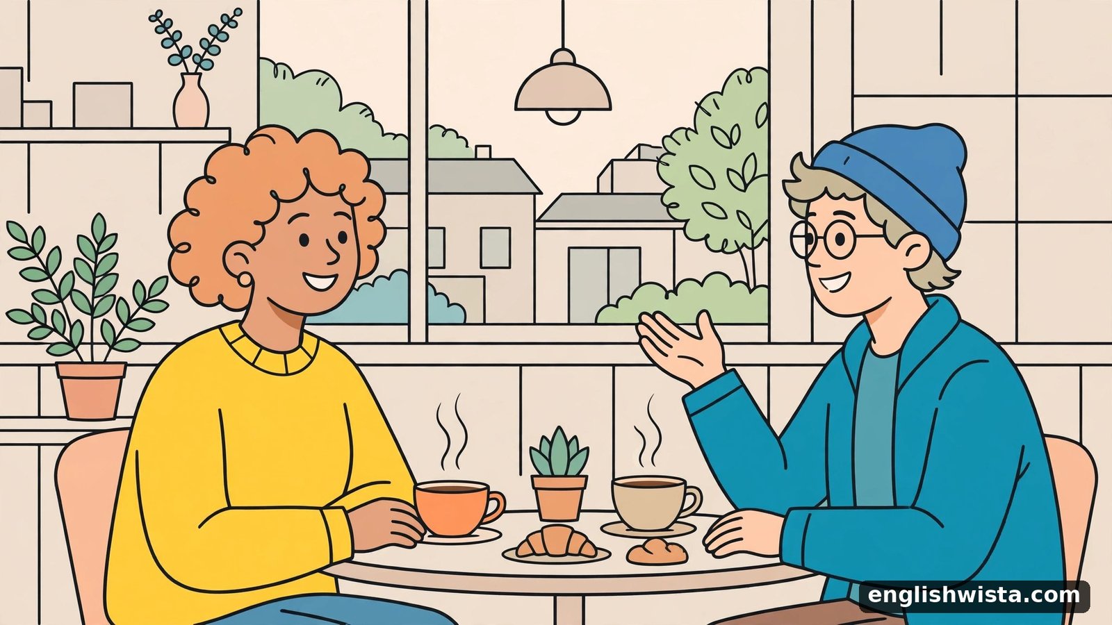 Friends chatting over coffee for talk