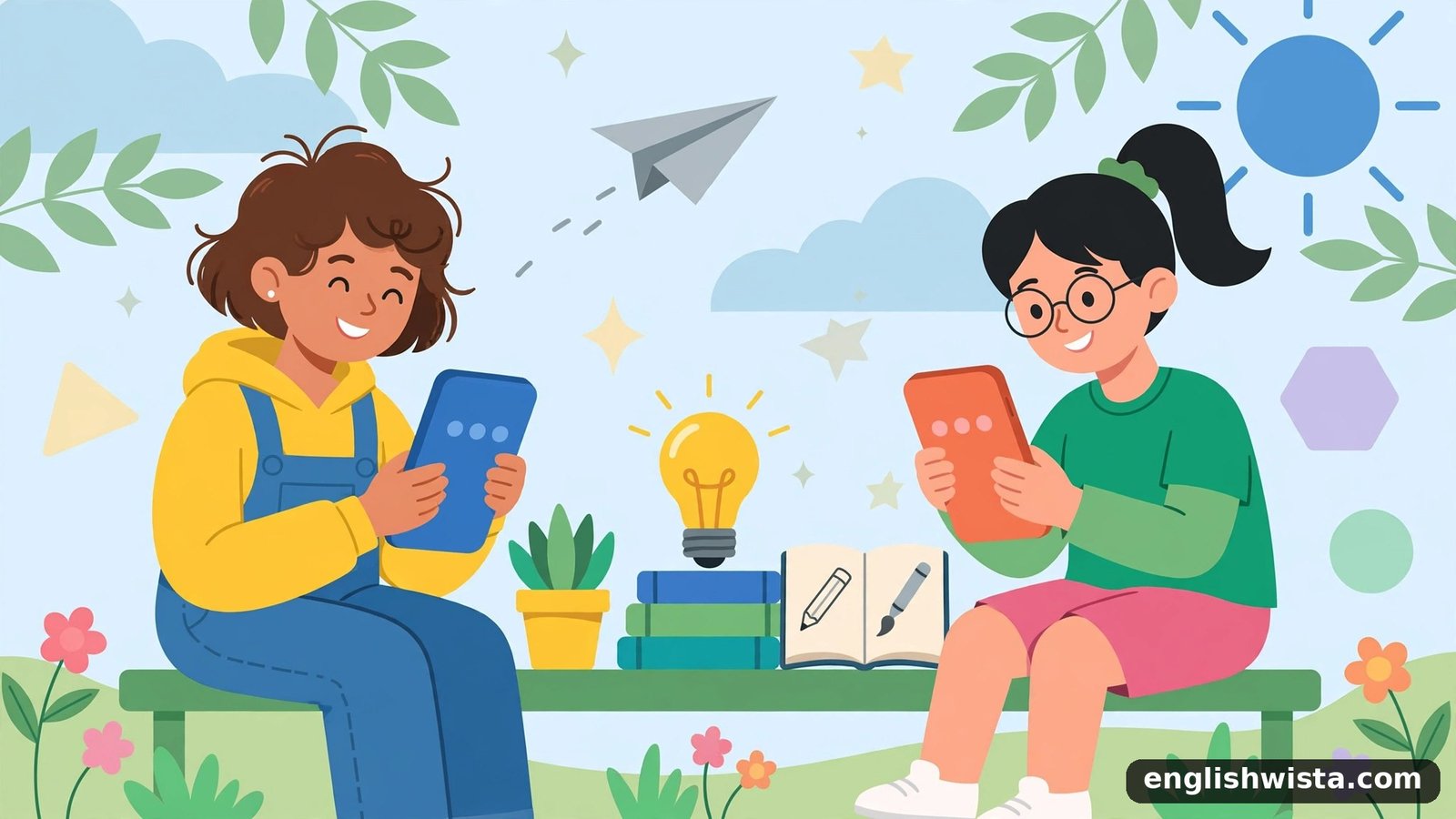 Friends texting illustration