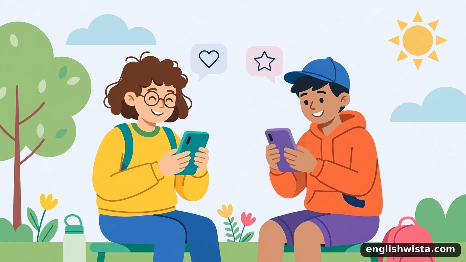 Friends texting illustration
