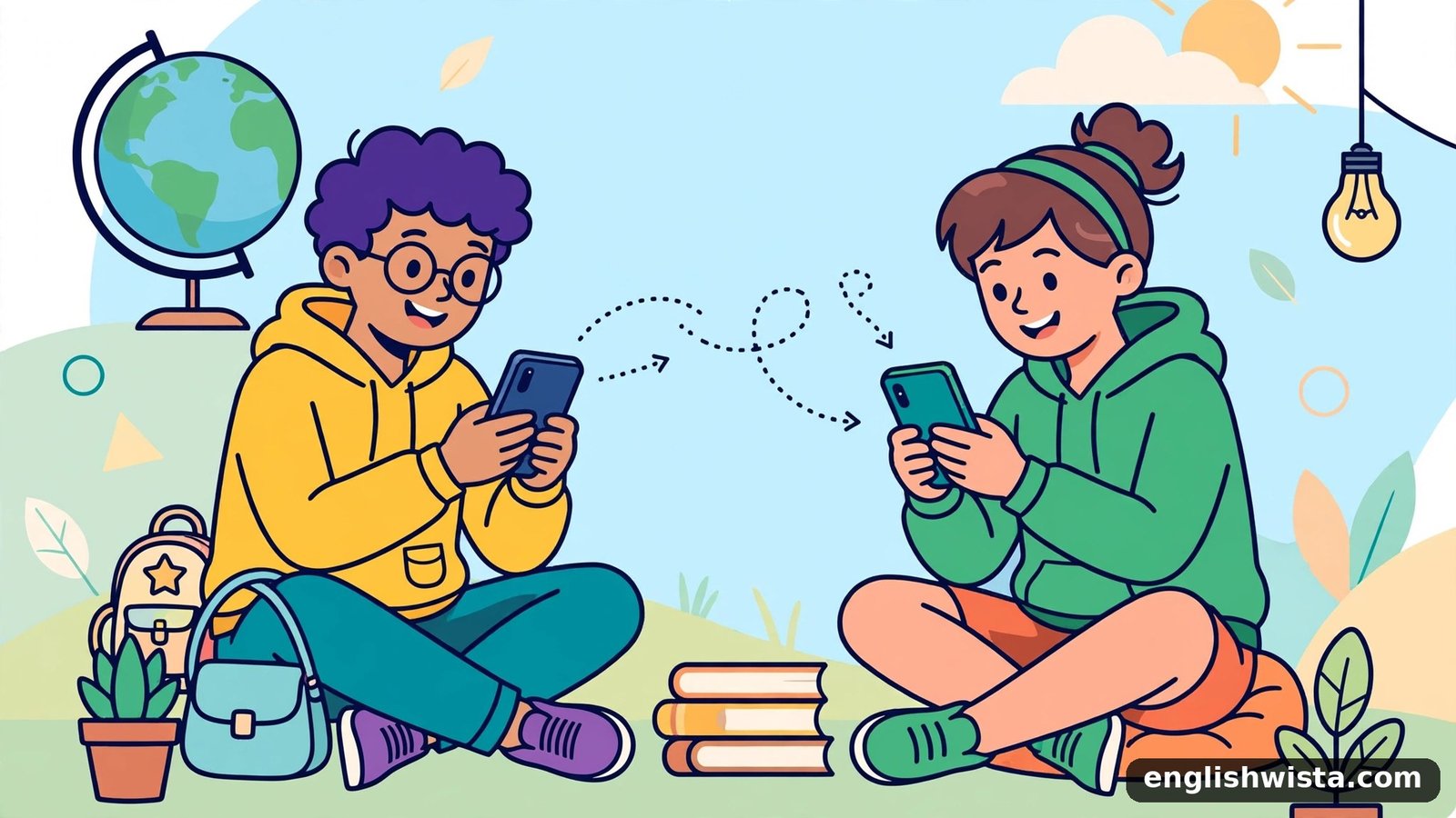 Friends texting illustration
