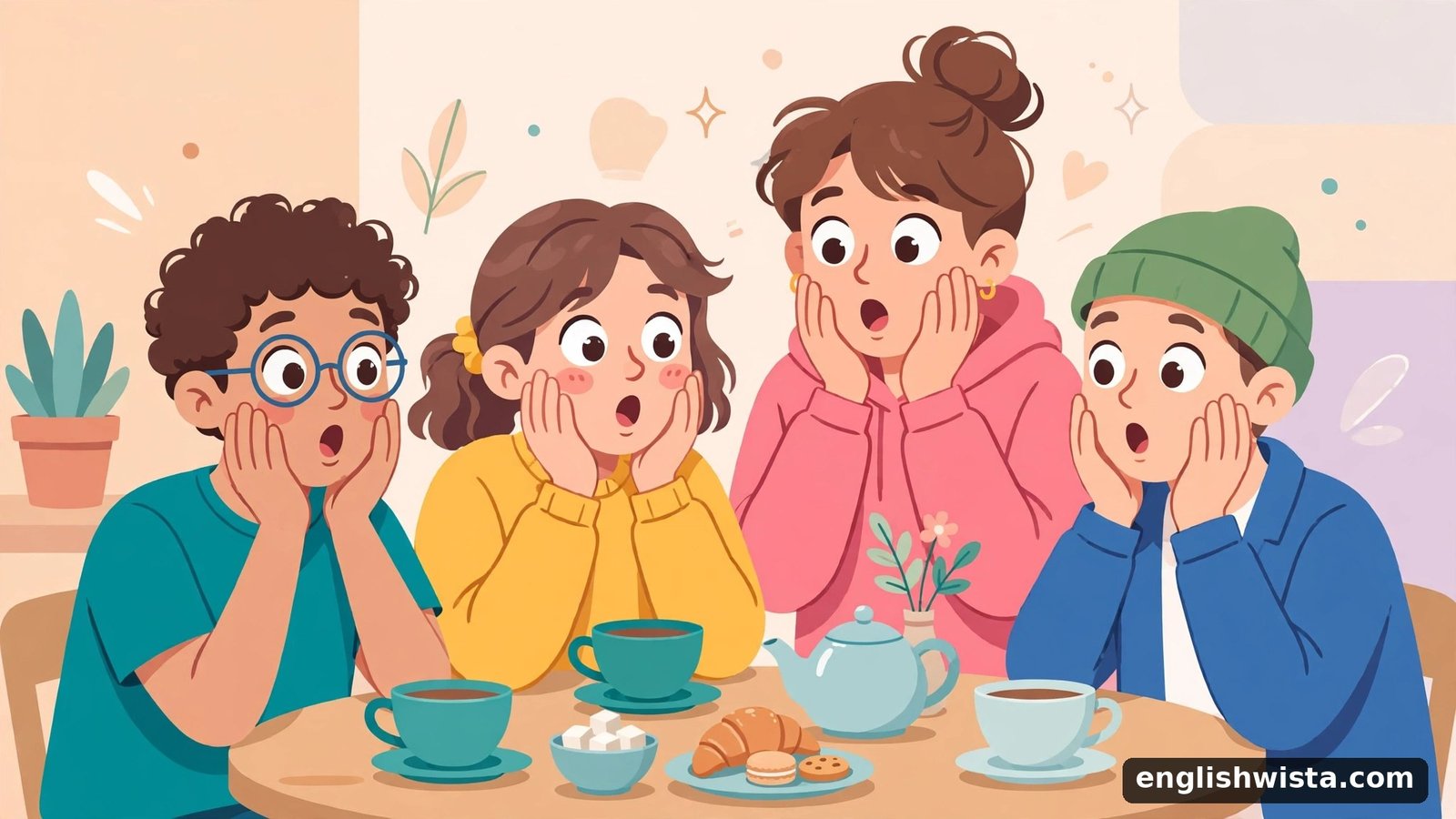 Friends gasping at juicy gossip