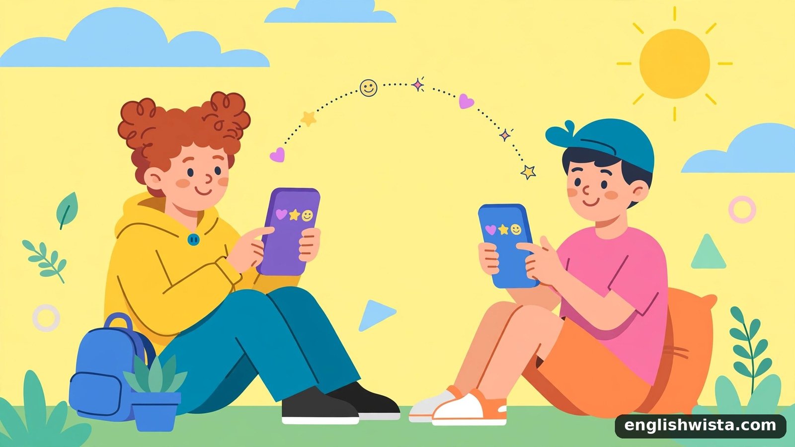 Friends texting illustration