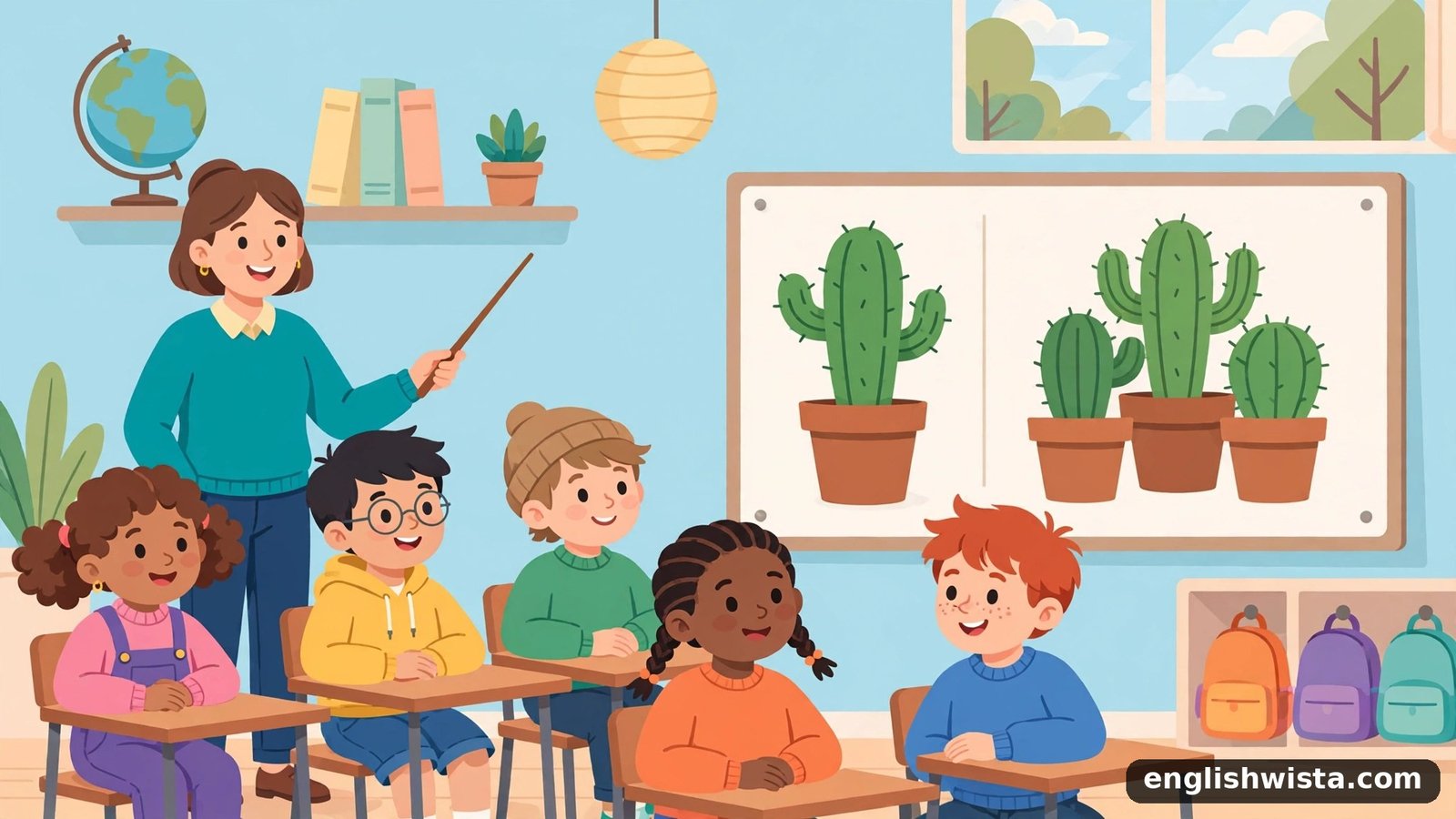 Classroom learning the plural of Cactus