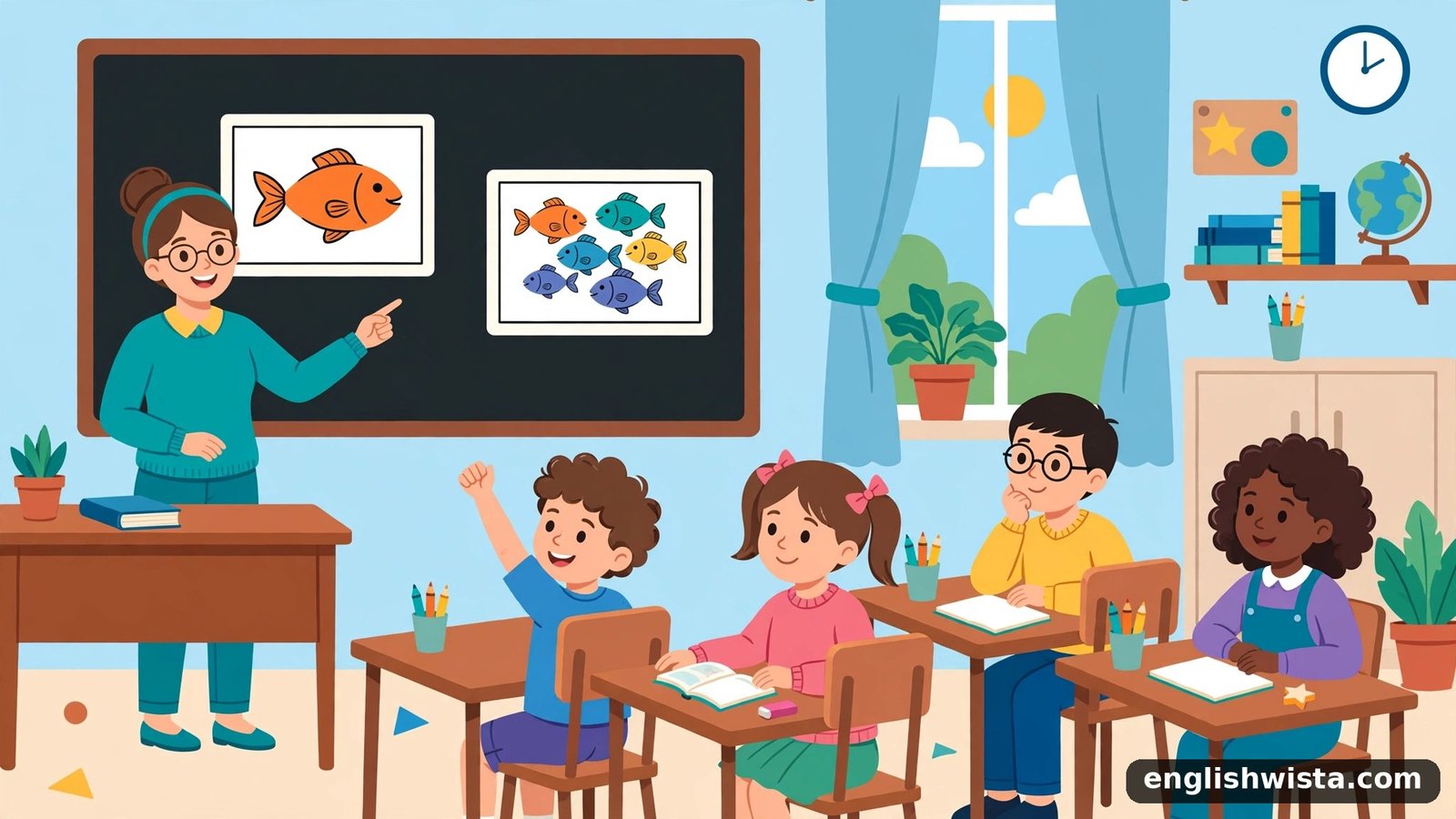 Classroom learning the plural of Fish