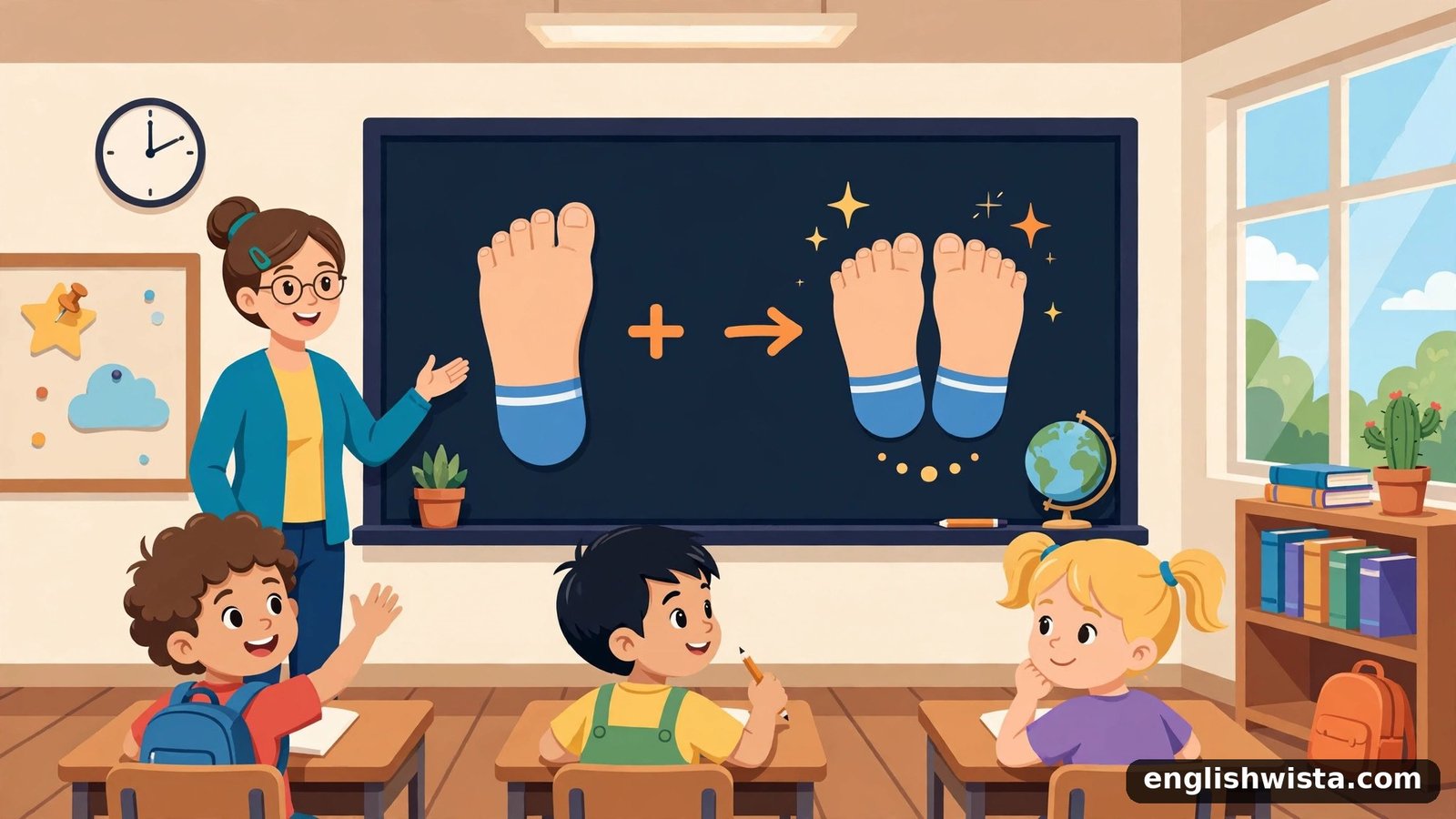 Classroom learning the plural of Foot