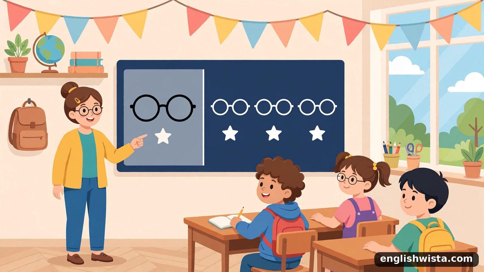 Classroom learning the plural of Glasses Explained