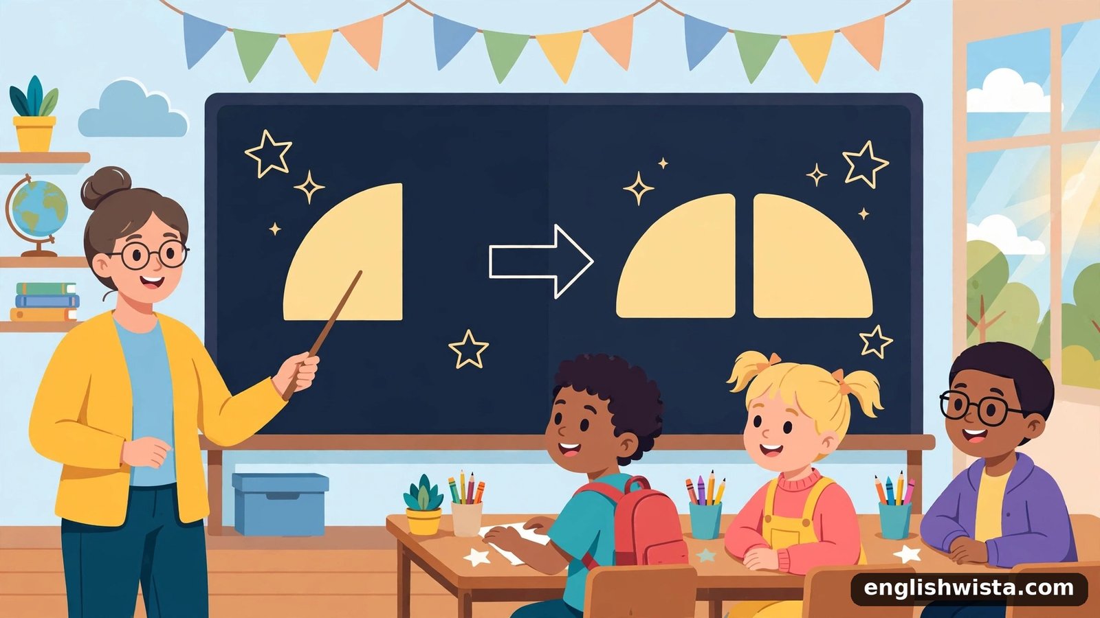 Classroom learning the plural of Half