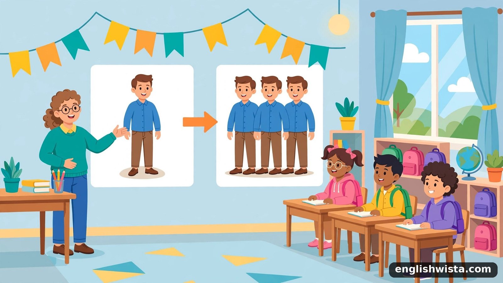 Classroom learning the plural of Man