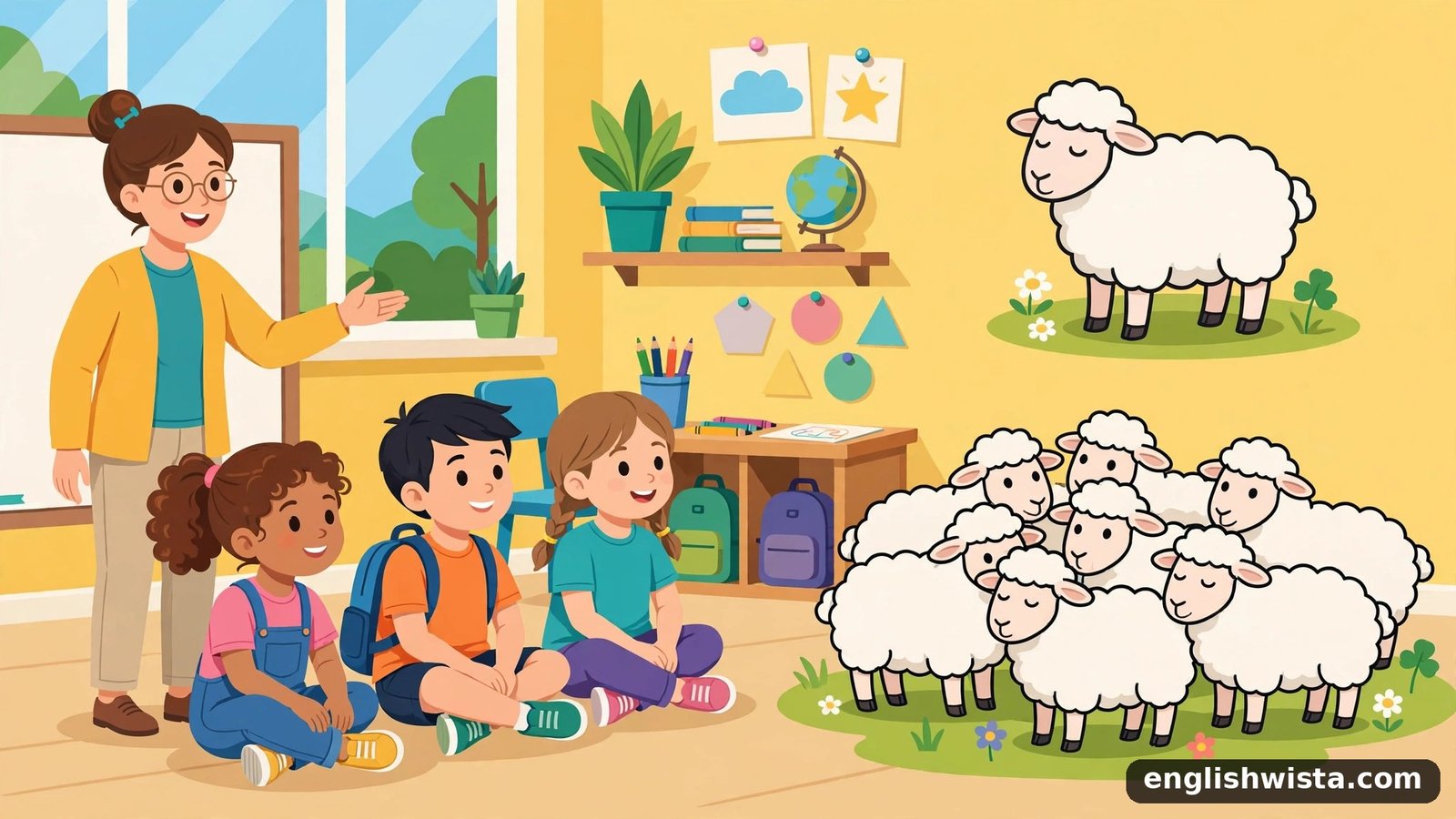 Classroom learning the plural of Sheep