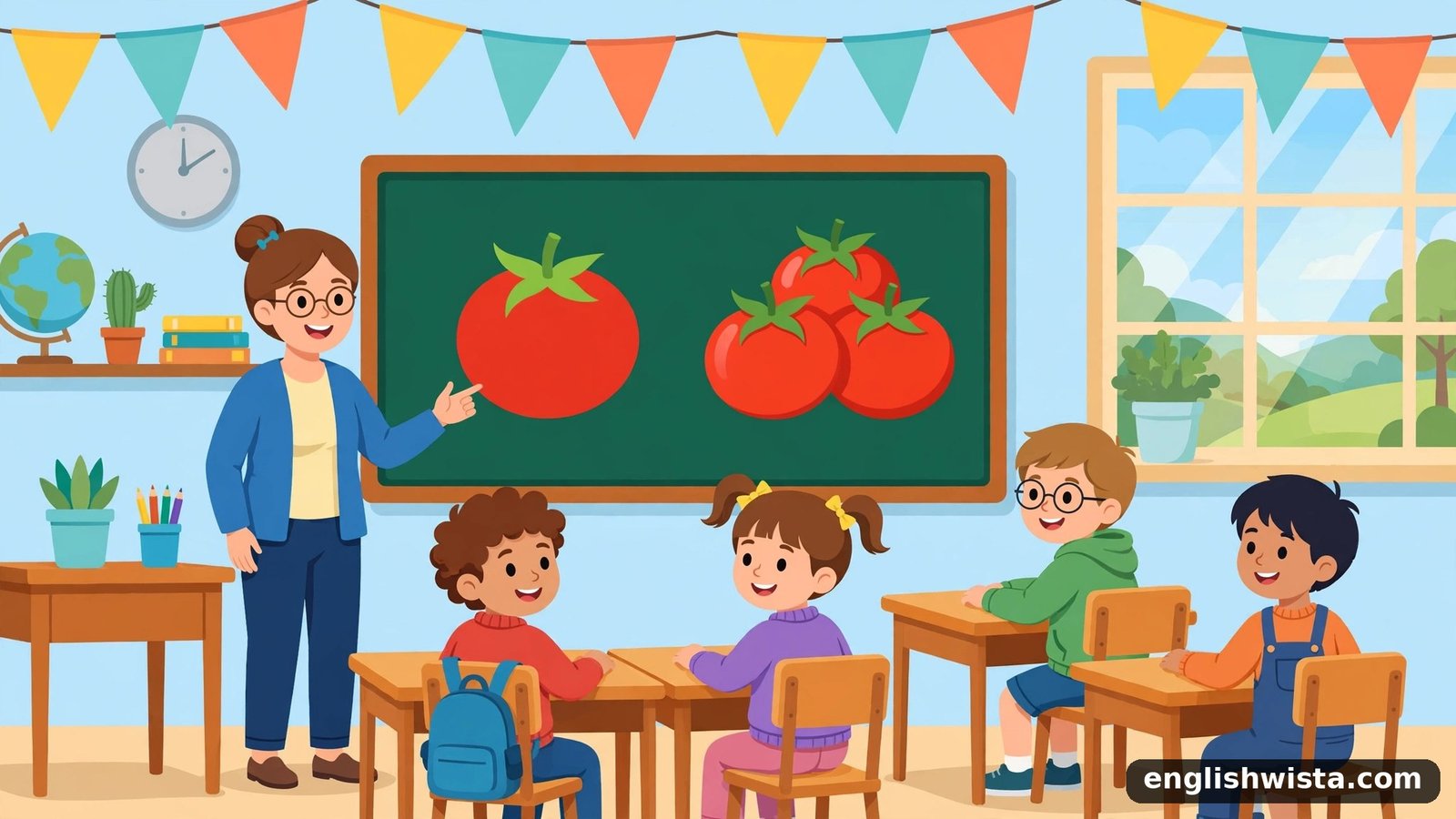 Classroom learning the plural of Tomato