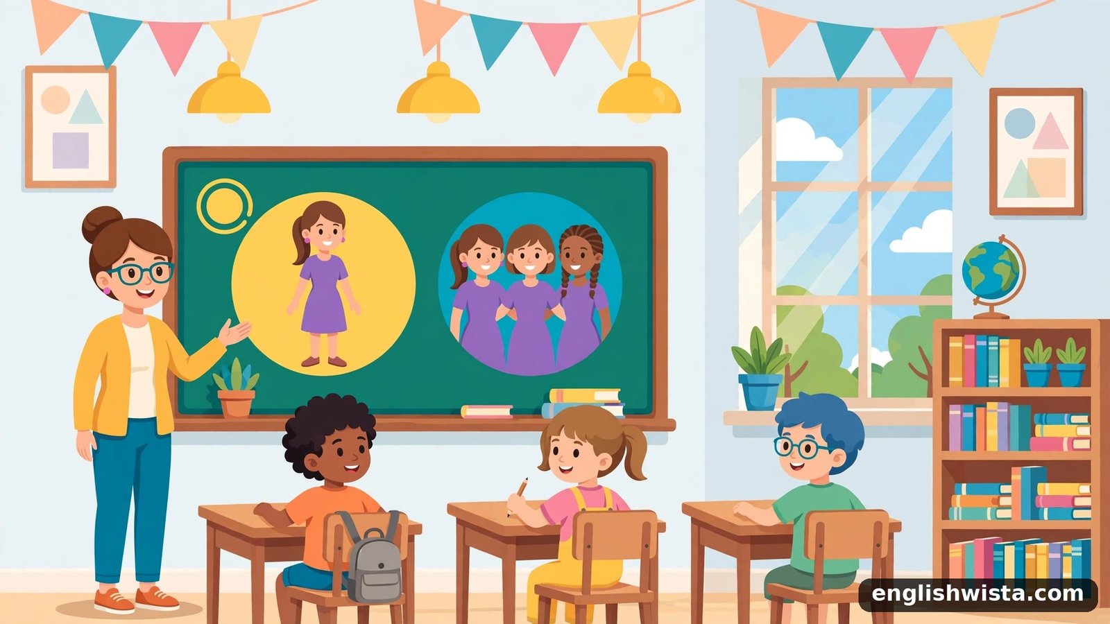 Classroom learning the plural of Woman
