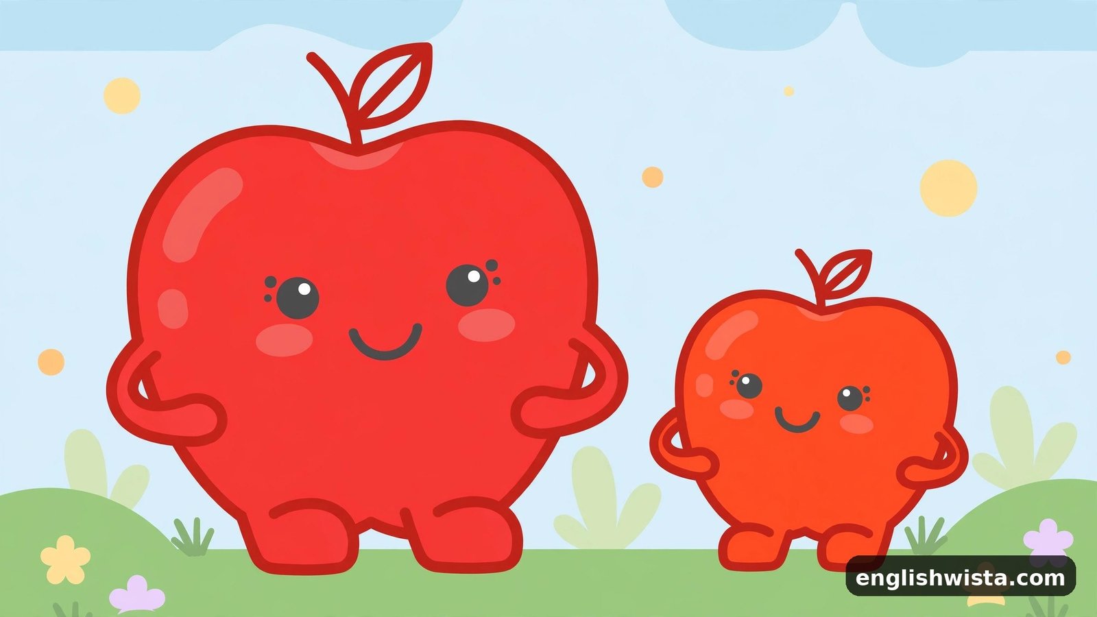 Cartoon comparison of two objects, one bigger than the other