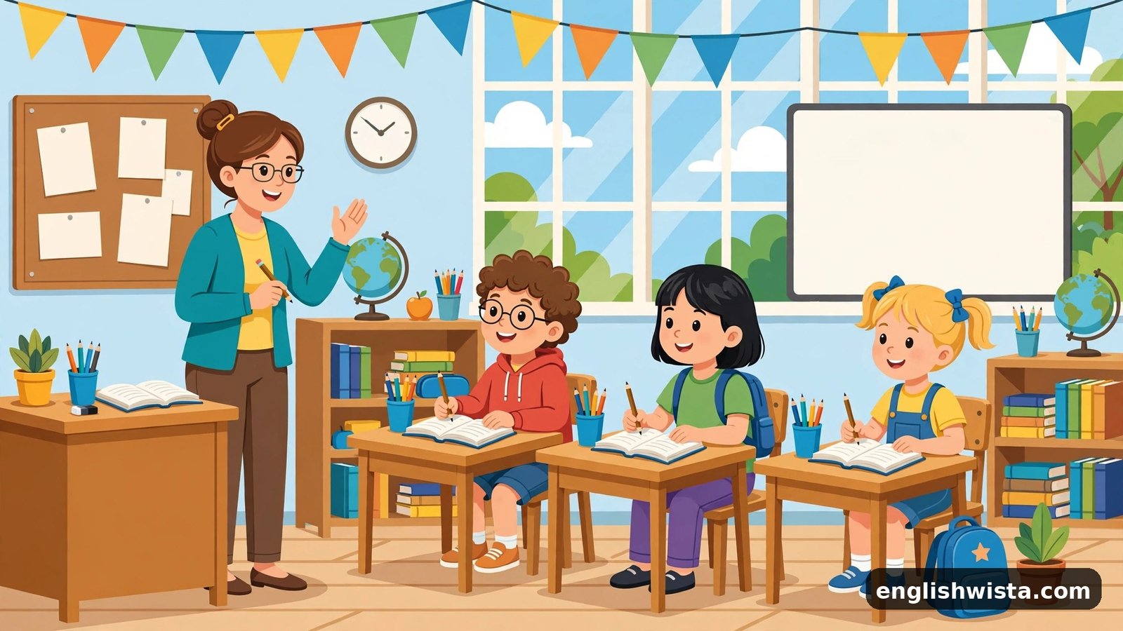 Classroom scene learning then vs than