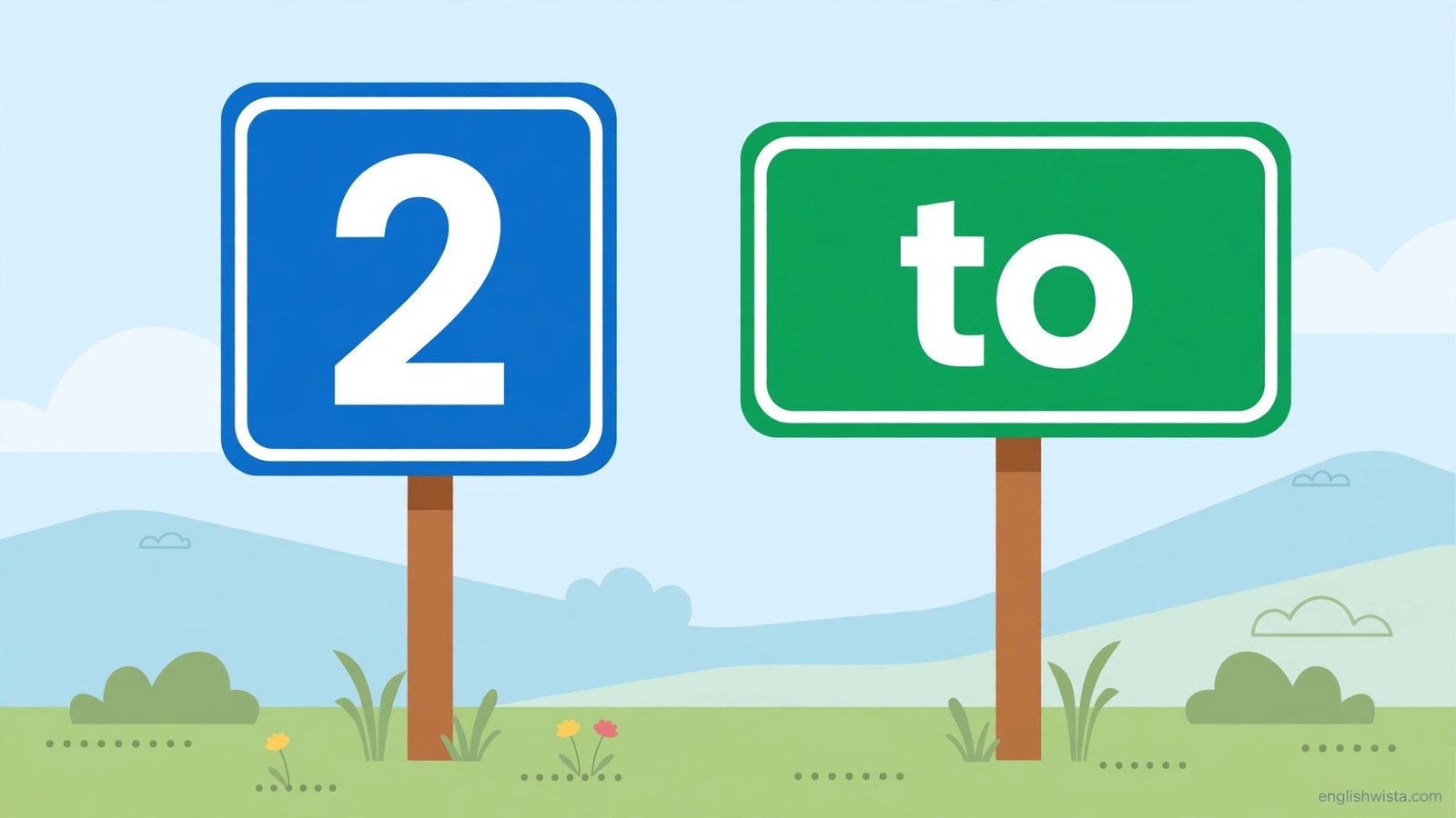 Road signs showing the number 2 beside the word to