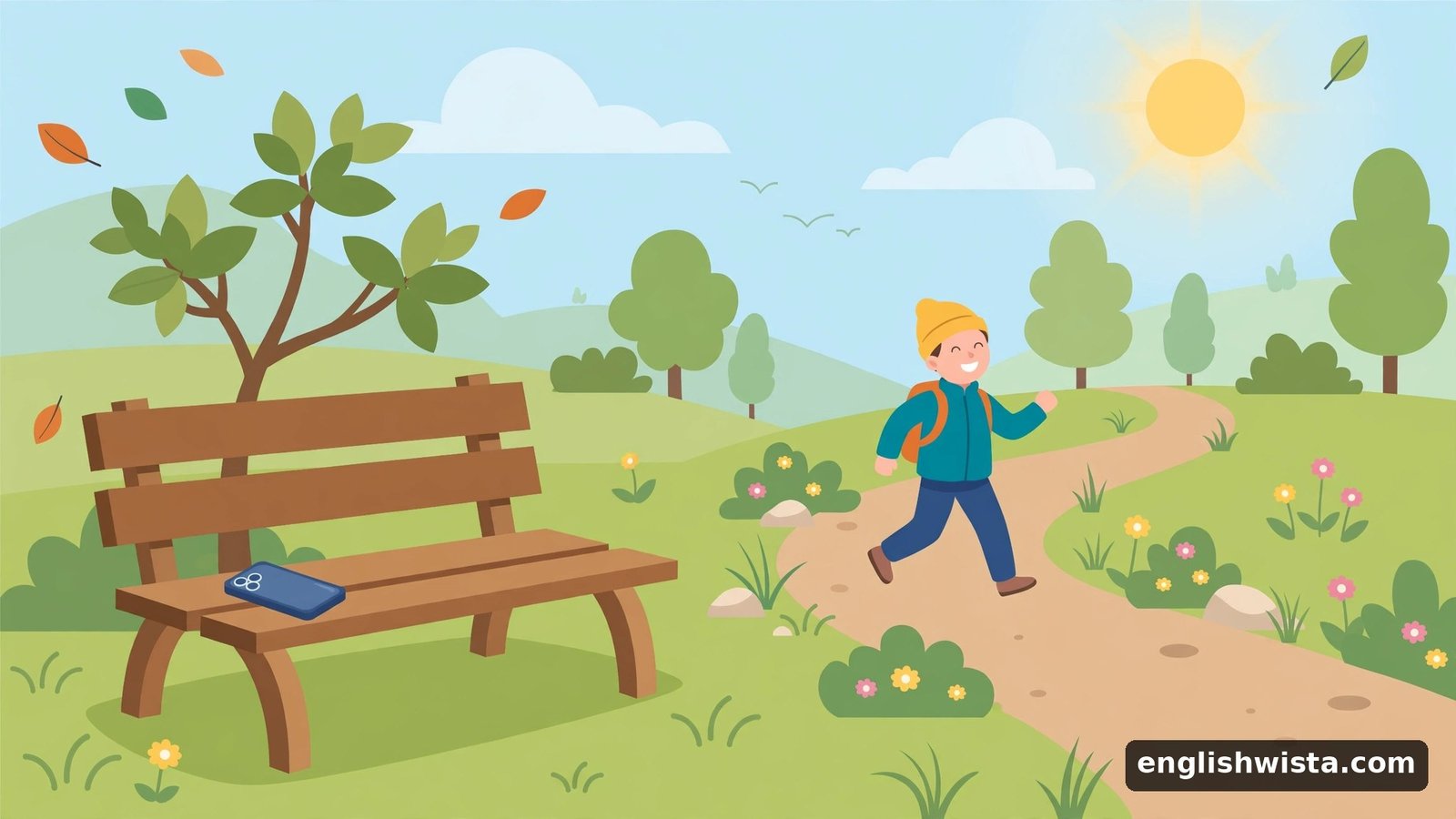 Someone closing a laptop and going outdoors into nature