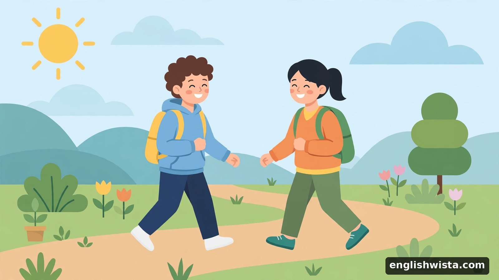 Two people walking toward each other